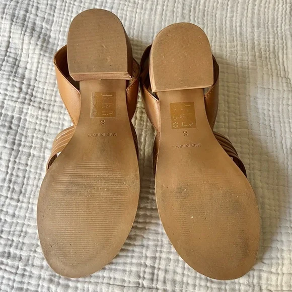 Madewell | Brown Cognac Tan Leather Sandals Heels Strappy - Picture 7 of 12